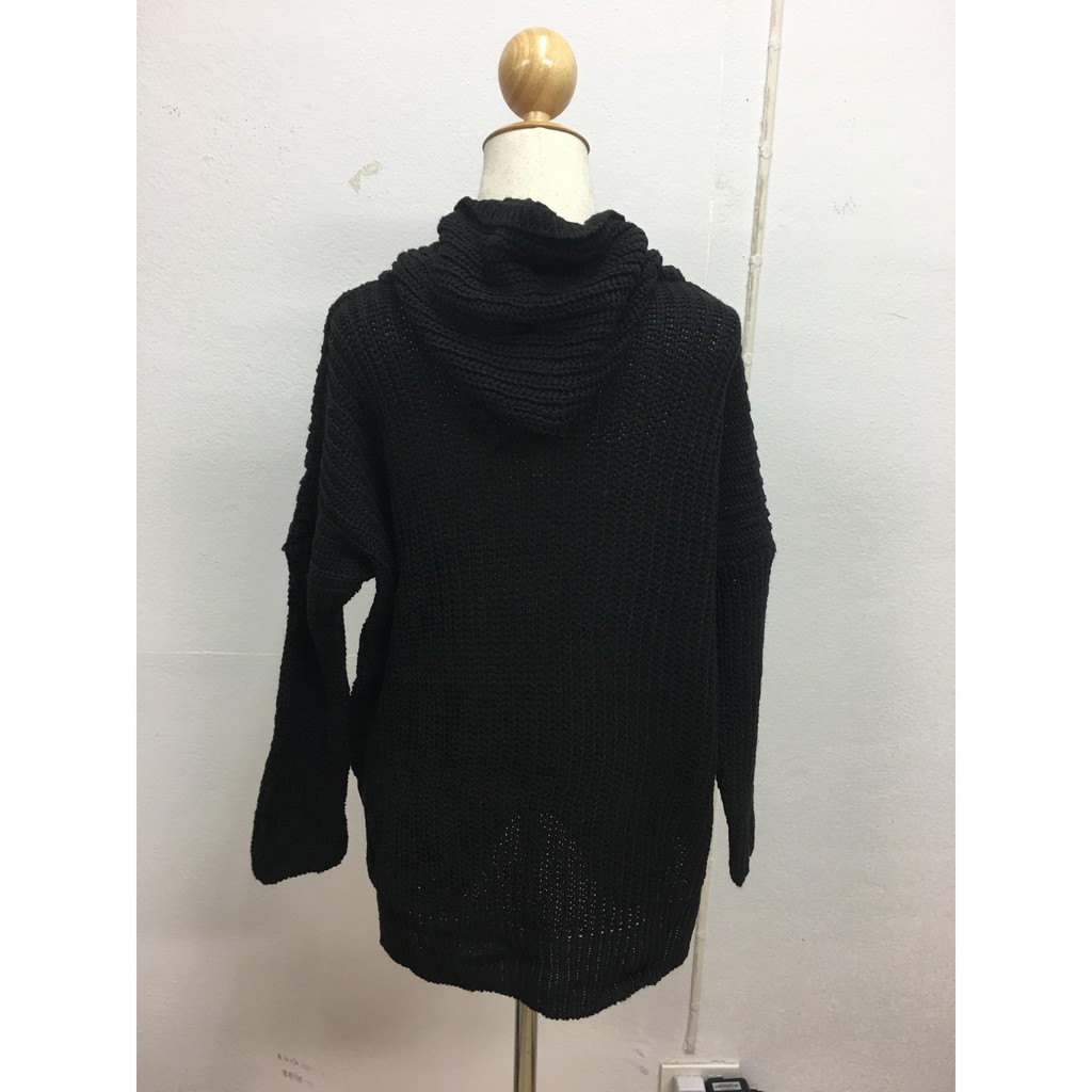 Sweater เสื้อไหมพรม ทรงสถักวยเนื้อดีอุ่น ยืดได้เยอะ สีดำพร้อมส่งจ้า สีดำ