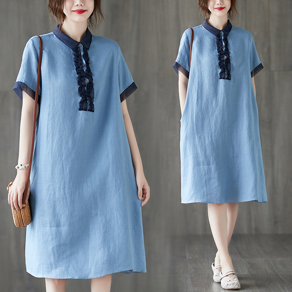 เสื้อผ้าฝ้าย เสื้อผ้าลินิน สไตล์ฤดูร้อน Cotton and linen art สไตล์VINTAGE Lian Zhi