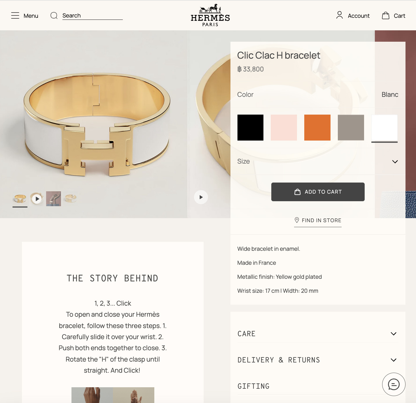 Hermes White Enamel Clic Clac H Bracelet Medium PM