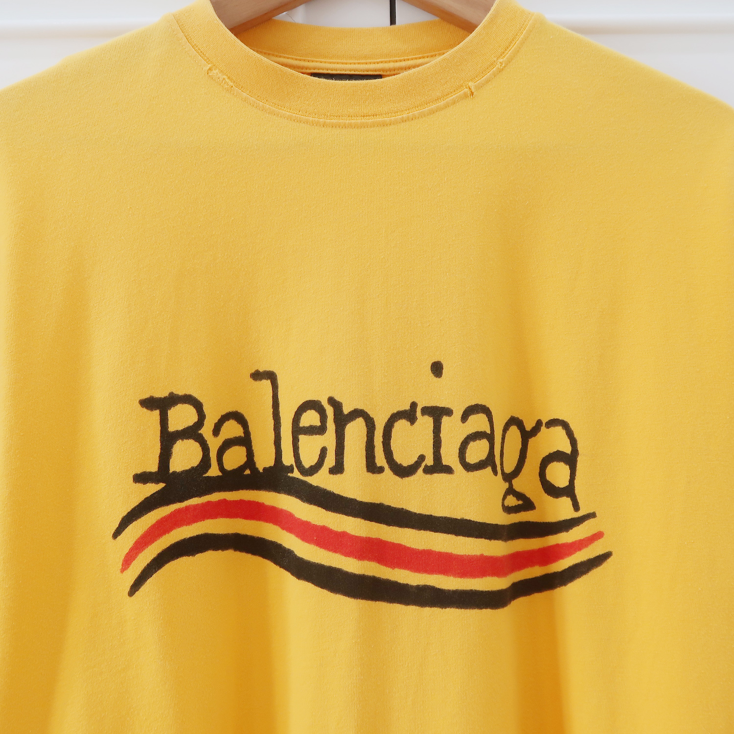 Balenciaga Yellow Wave Logo T Shirt