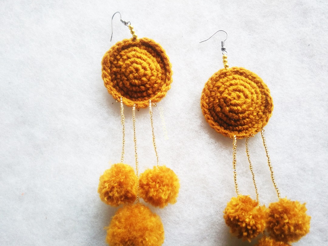 ต่างหูถักโครเชต์ crochet earrings หลากสี 4-6 นิ้ว