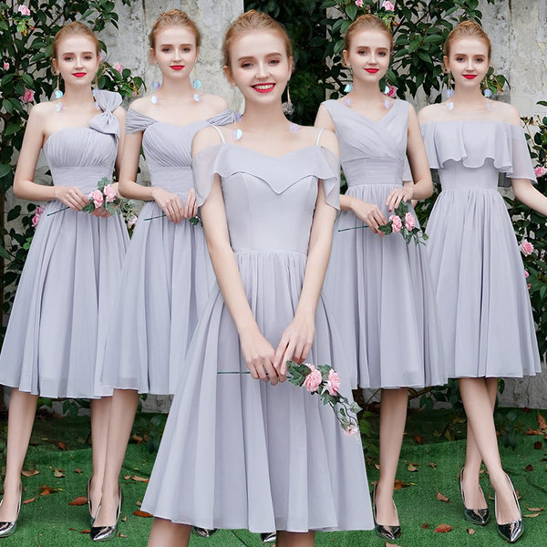 ชุดเพื่อนเจ้าสาว ชุดไปงานแต่งงาน ชุดเพื่อนเจ้าสาวสีเทา