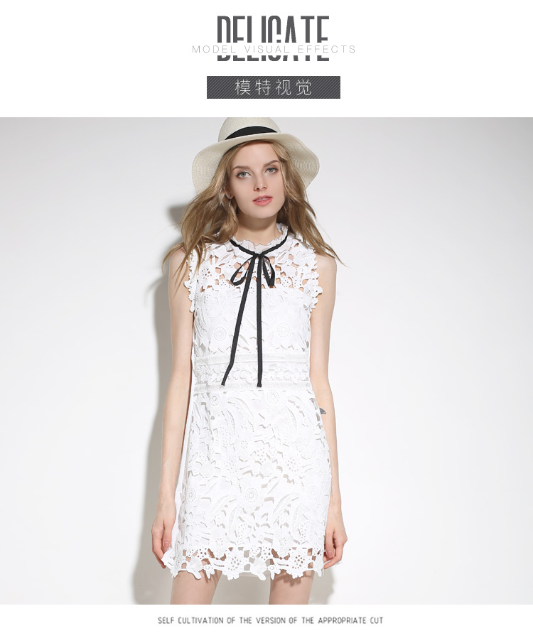 Dress4559 เดรสลูกไม้คอระบายสีขาว ผ้าลูกไม้ฉลุเนื้อดีหนาลายสวยเกรดพรีเมียม มีซับในอย่างดีทั้งชุด งานดีทรงดีลายสวย เรียบหรูดูแพงใส่ได้ทุกโอกาส ใส่เที่ยว/ใส่ทำงาน/ใส่ออกงานได้