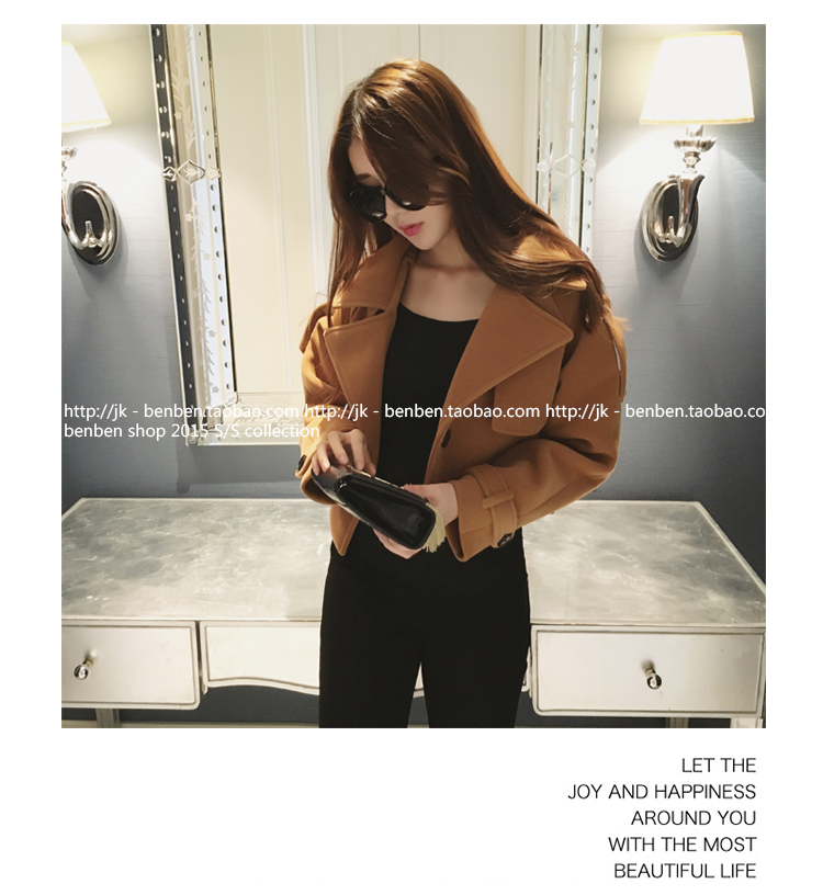 เสื้อโค้ท jacket ตัวสั้น สีน้ำตาล ผ้าสักกะหลาด ไม่หนา ทรงสวย ใส่คลุมเก๋ๆ น้ำตาล