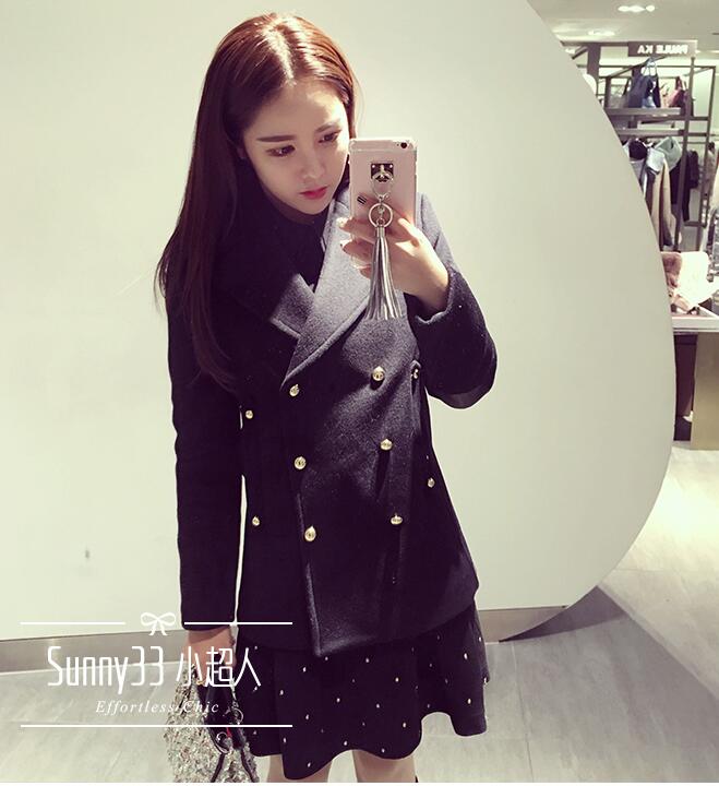 เสื้อโค้ทกันหนาว สีดำ ทรงพอดีตัว แบบนักเรียนเกาหลี ใครชอบแนวนี้พลาดไม่ได้ค่า เนื้อผ้าสำลี+สักกะหลาด บุซับในกันลม ผ้าไม่หนามาก ดำ