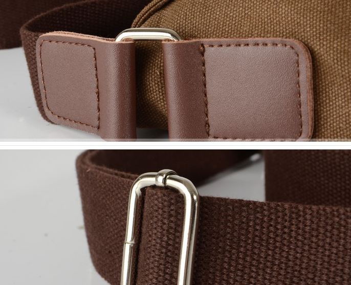 กระเป๋าสะพายข้างผู้ชาย ผ้า canvas ผ้ายีนส์ กระเป๋าใส่หนังสือ ไปเรียนมหาลัย กระเป๋าสะพายข้างอย่างดี หนา ใช้งานทนทาน ราคาถูก สีน้ำตาล no 915363