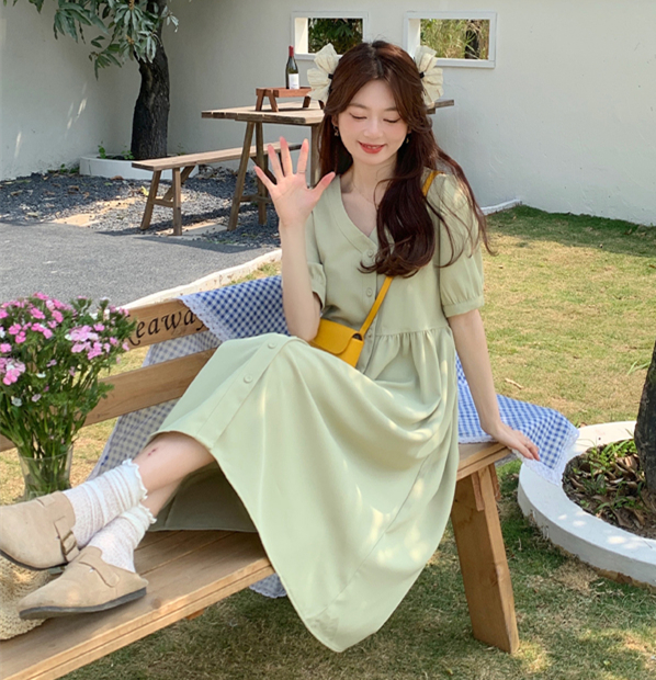 เดรสแขนสั้น มีไซส์ L-4XLอก 38-47 นิ้ว ใส่ได้ทั้งสาวหุ่นดีน่ารักจนถึงสาวอวบพลัสไซส์