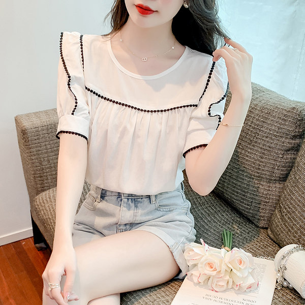เสื้อลูกไม้ แขนสั้น