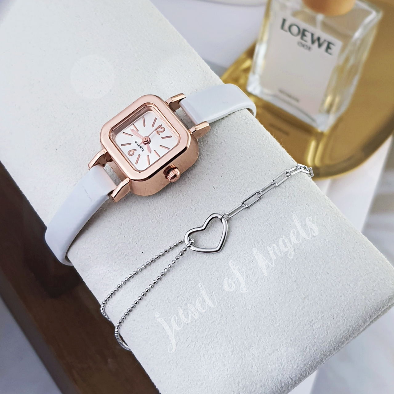 สร้อยข้อมือเงินแท้S925 รุ่น Charming สร้อยโซ่และดอท จี้หัวใจโปร่ง สีเงิน เงินแท้ทั้งชิ้น Silver925