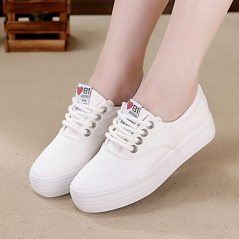 รองเท้าผ้าใบผู้หญิง รองเท้าผ้าใบแฟชั่น ผ้าใบแบบผูกเชือก มีไซส์ 35 36 37 38 39