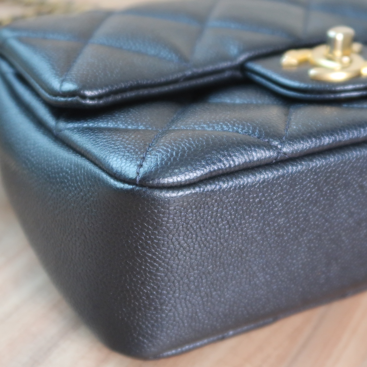 Chanel Black Caviar Mini 7" Adjustable Strap GHW