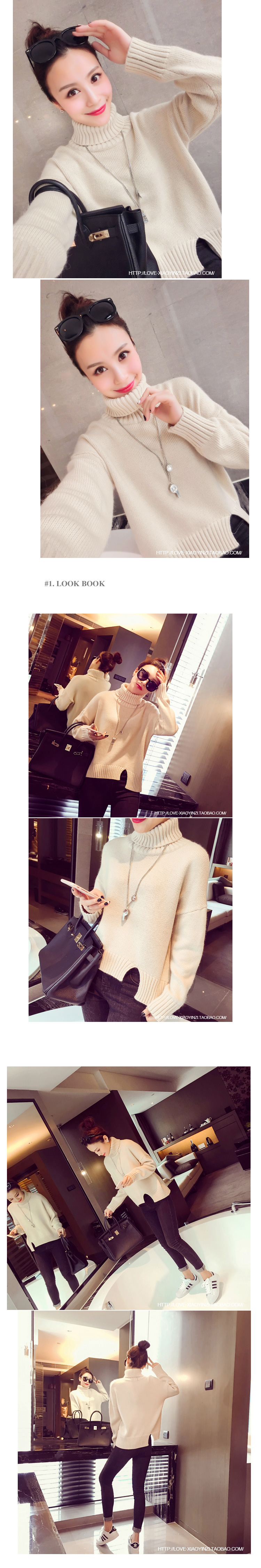 สีครีม : เสื้อไหมพรมกันหนาว คอเต่าพับได้ตามต้องการ ยืดได้เยอะ ทรงเก๋ๆ จะใส่เดี่ยวไหรือใส่โค้ทคลุมก็สวยจ้า