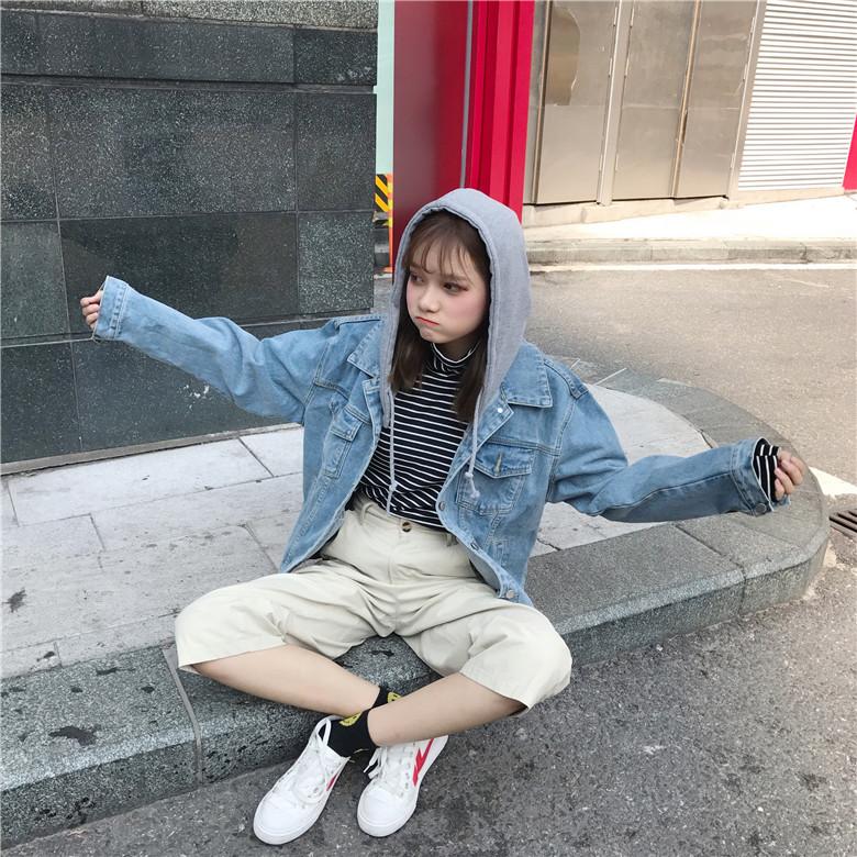 แจ็กเก็ต ฮู้ดผ้า น่ารัก ทรงสวย สียีนส์อ่อน พร้อมส่งจ้า same pic