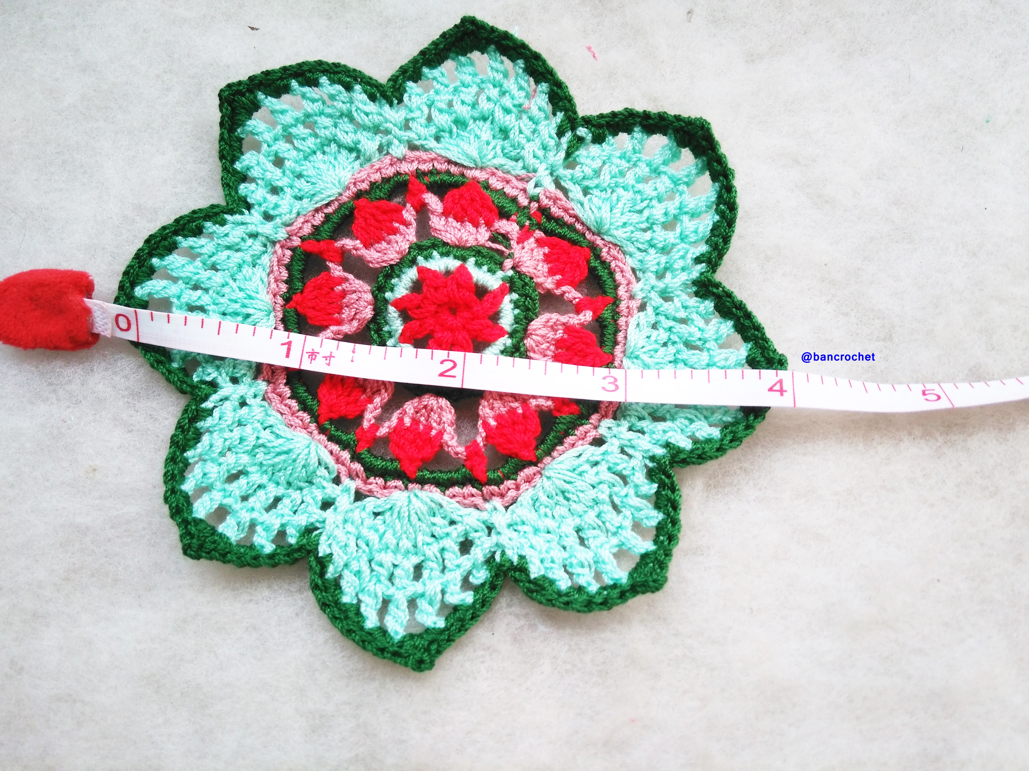 Bancrochet ที่รองแก้วถักโครเชต์ crochet coasters หลากสี 4 นิ้ว