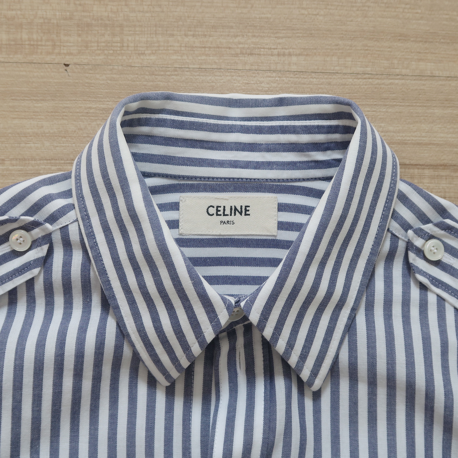 Celine Blue Stripe Crop Shirt