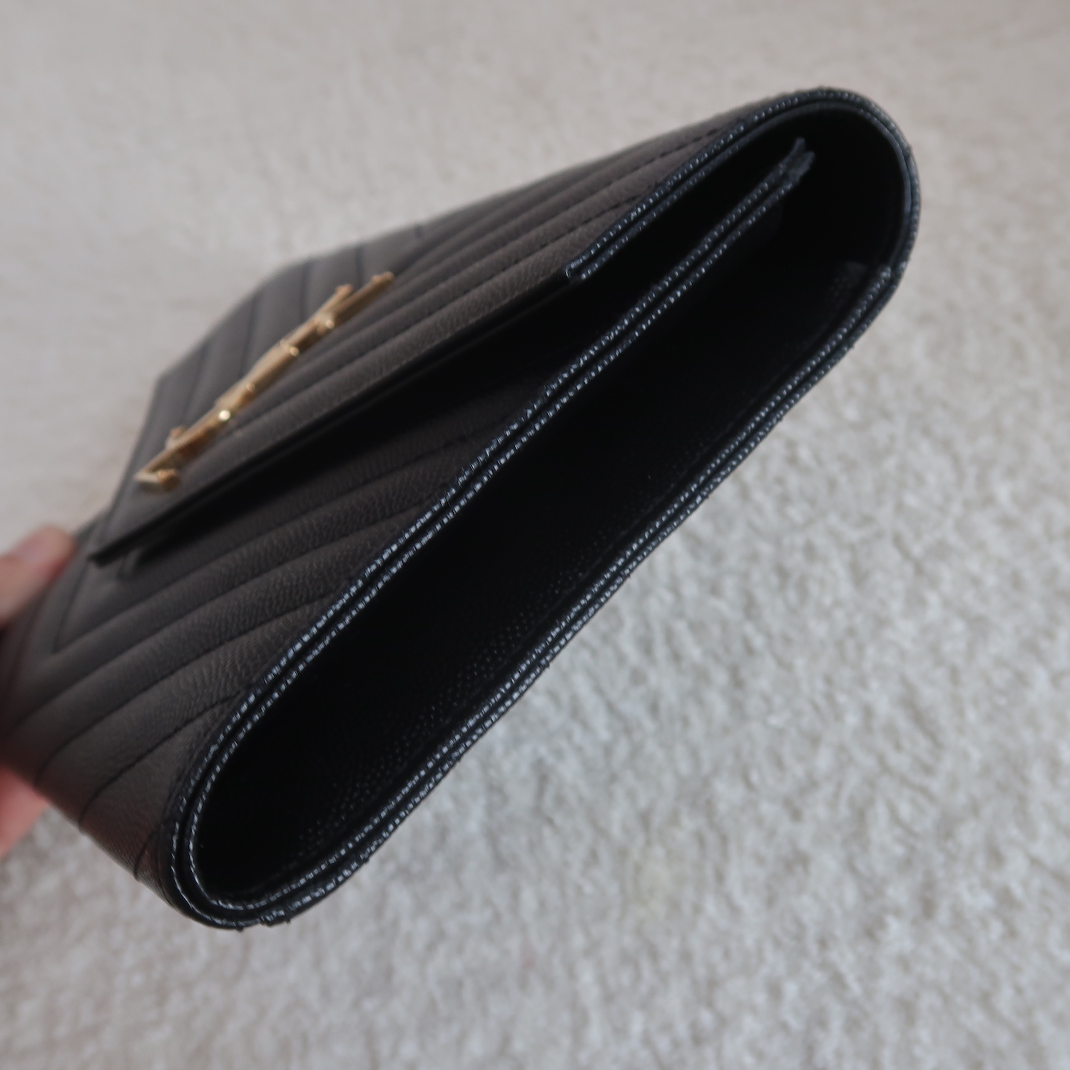 Saint Laurent Black Cassandre Matelasse Wristlet Pouch