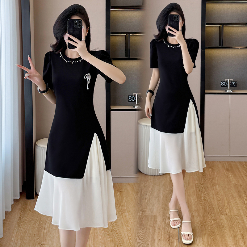 เดรสสีดำ ชุดเดรสคนอ้วน ชุดเดรสสาวพลัสไซส์ XL-5XL