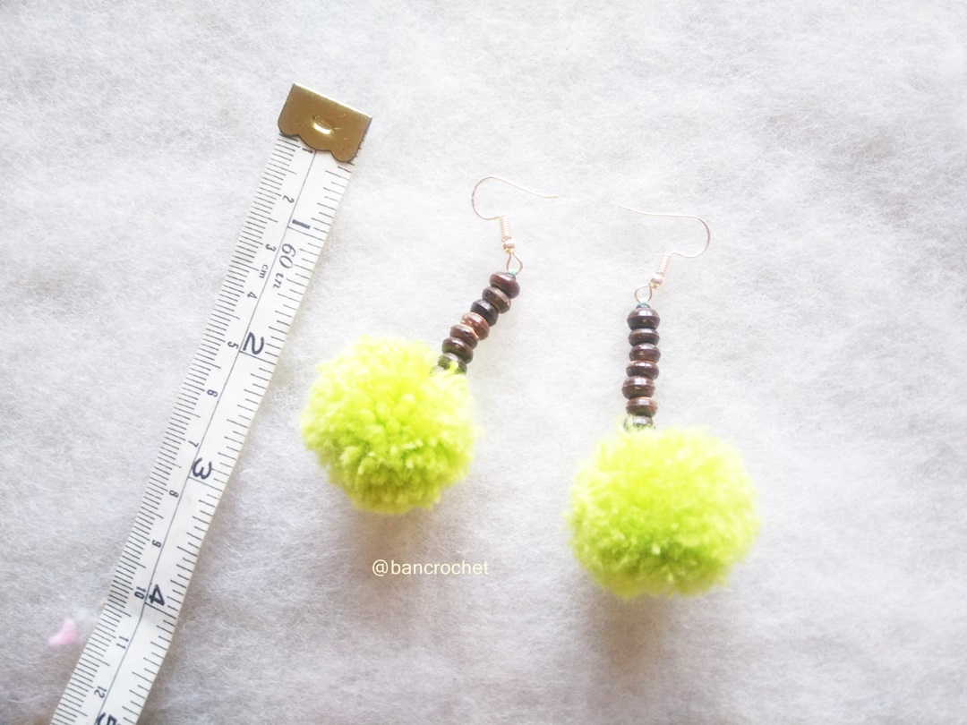 Bancrochet ต่างหูถักโครเชต์ crochet earrings สีเขียว 3 นิ้ว
