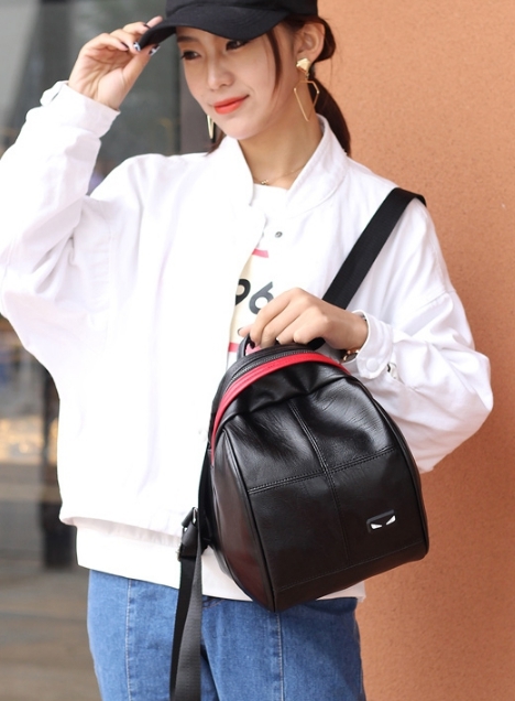 กระเป๋าเป้ สไตล์เกาหลีใบเล็กน่ารัก หนังงานดี พร้อมส่ง black