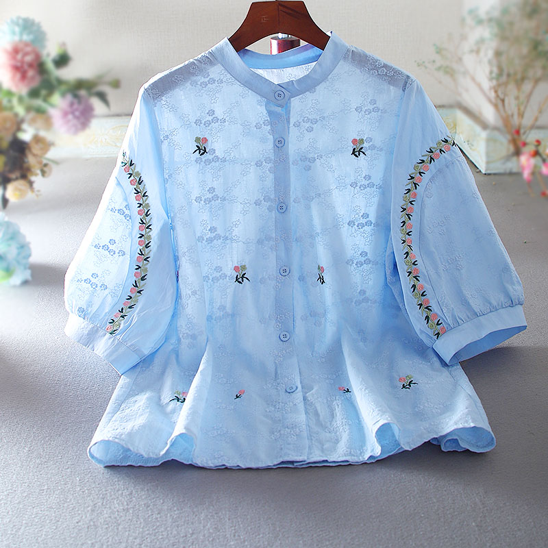 เสื้อลินิน เสื้อผ้าฝ้ายลินิน เสื้อเชิ้ตผ้าลินิน ปักลายสวยๆด้วยด้าย สไตล์VINTAGE