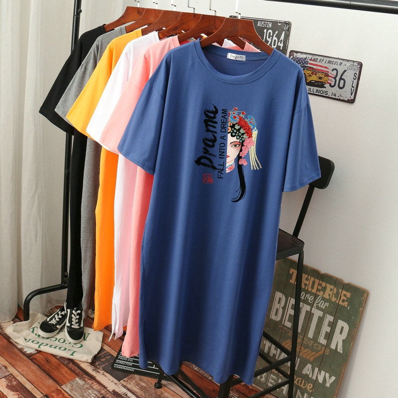 เดรสสไตล์เสื้อยืด S-3XL(อกเสื้อยืด 43- 51 นิ้ว)ใส่สบายๆอยู่บ้าน ใส่นอน