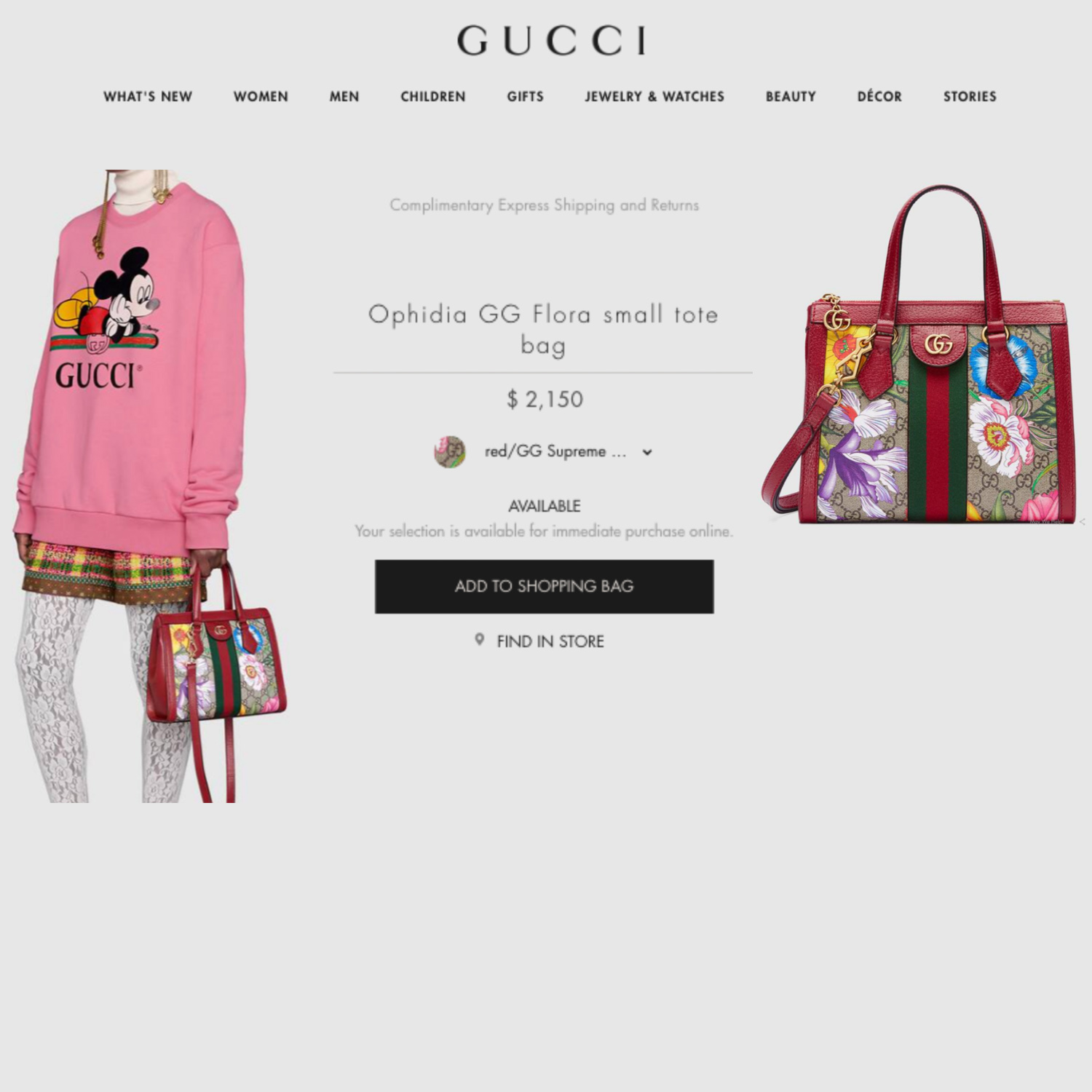 Gucci Red GG Flora Ophidia Small Tote