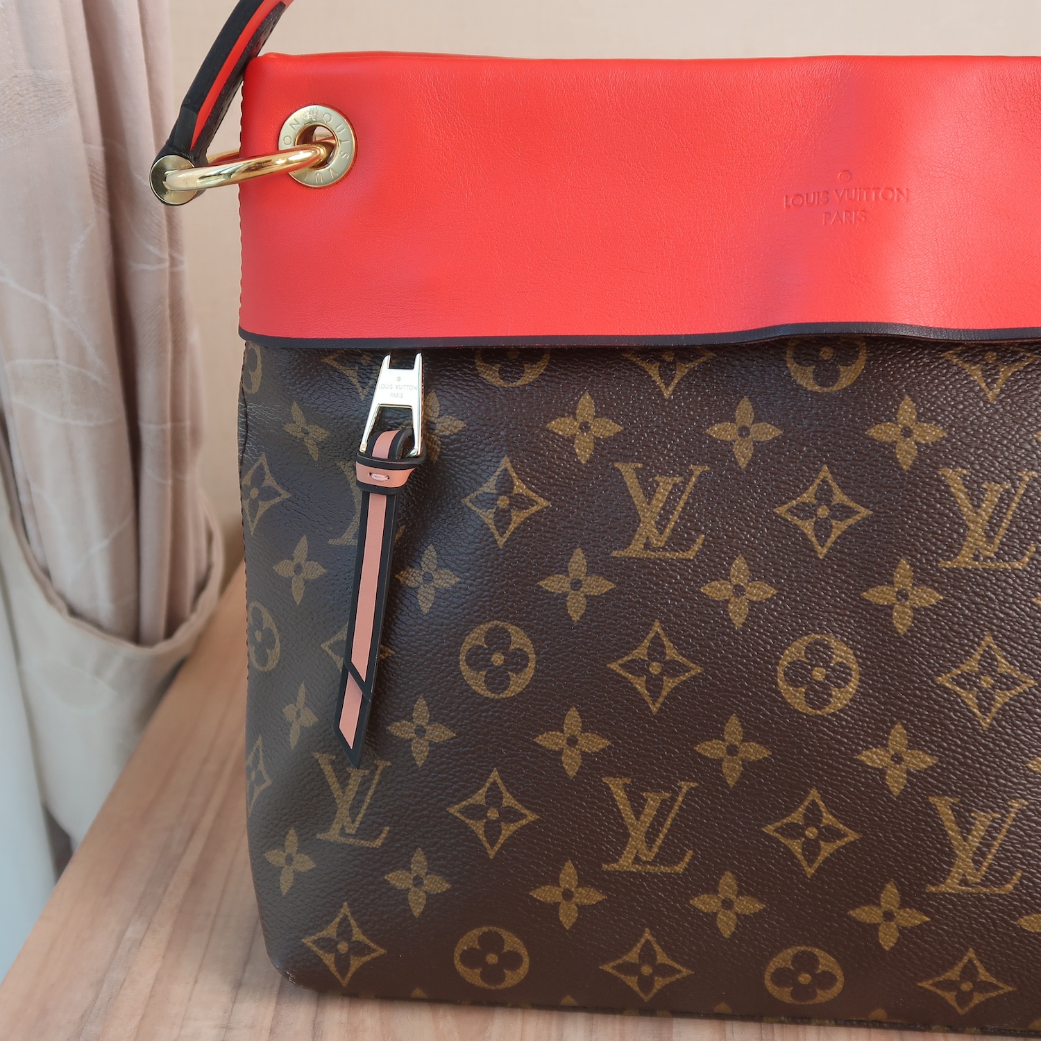 Louis Vuitton Red Calfskin/ Monogram Tuileries Besace Bag