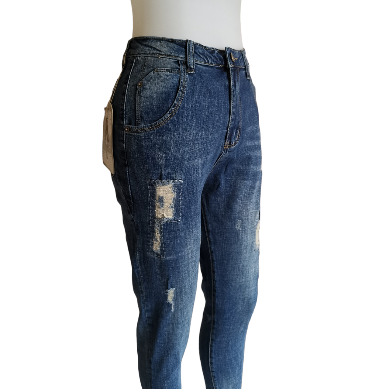 Jeans327 กางเกงยีนส์ขายาวทรงเดฟแต่งขาด แฟชั่นนำเข้าเกรดพรีเมียม ผ้ายีนส์แท้ยีนส์ยืดนิ่ม ผ้านุ่มน่าใส่ทรงสวยงานดี แมทช์กับอะไรก็เข้า