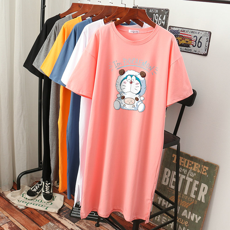 เดรสสไตล์เสื้อยืด S-3XL(อกเสื้อยืด 43- 51 นิ้ว)ใส่สบายๆอยู่บ้าน ใส่นอน