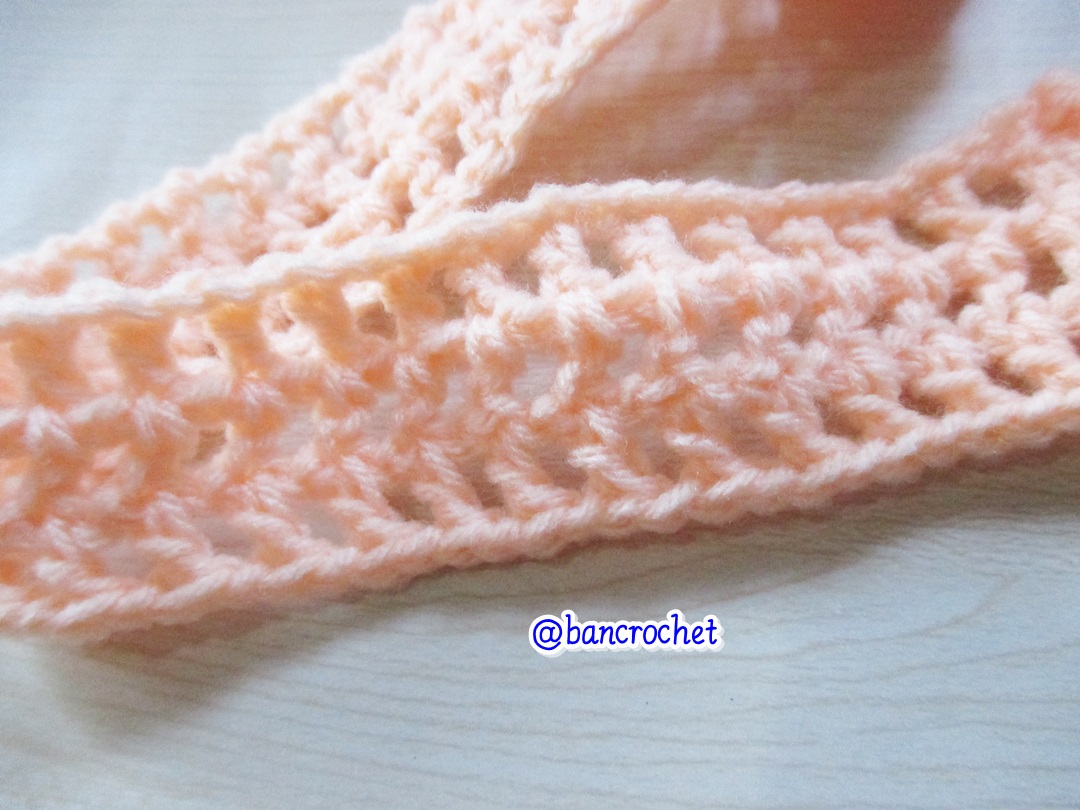 Bancrochet ที่คาดผมถักโครเชต์ crochet headband ส้มอ่อน 1-1.5*13 inch