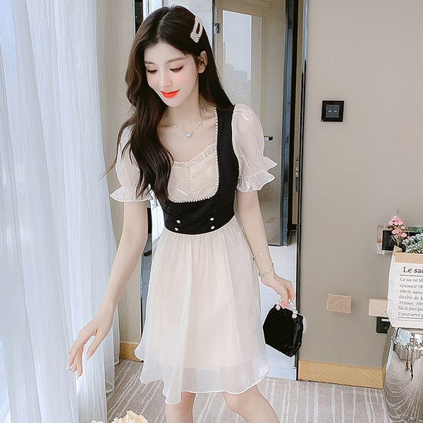 เดรสลูกไม้ เดรสชีฟองสวยๆ แขนสั้น By Meiyi women's clothing