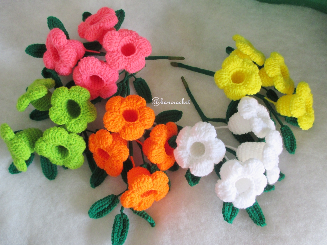 ดอกบานบุรีถักโครเชต์ คละสี