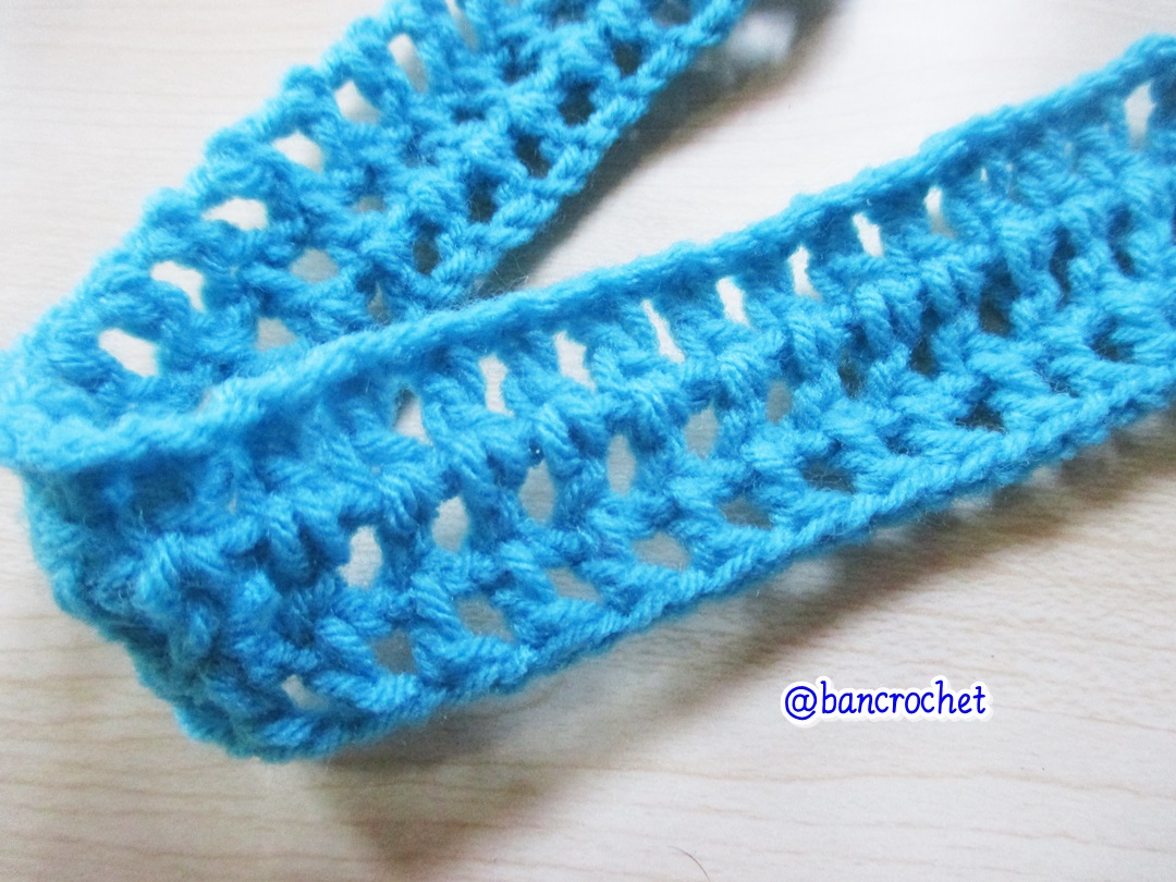 Bancrochet ที่คาดผมถักโครเชต์ crochet headband ฟ้าเข้ม 1-1.5*13 inch