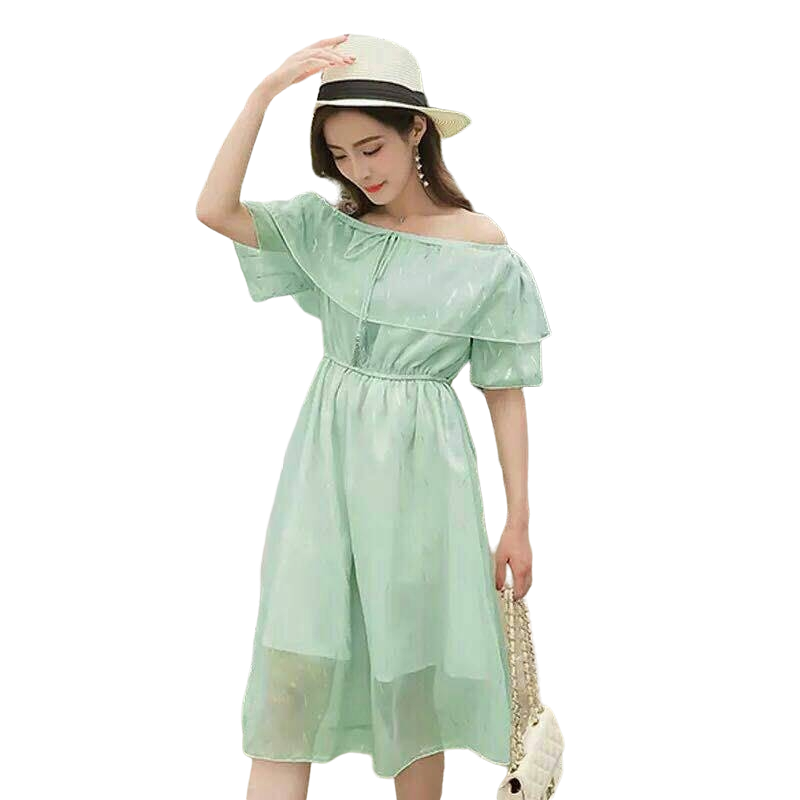 Dress4415 เดรสยาวเปิดไหล่ เอวสม็อคยางยืด มีซับในอย่างดีทั้งชุด ผ้าชีฟองวิ้งๆ เนื้อผ้าบางเบาใส่สบายเหมาะกับหน้าร้อน งานสวยน่ารัก ใส่เที่ยวทะเลหรือใส่ในวันสบายๆ ก็ดูดี มี 2 สี ครีม, เขียวมิ้นท์