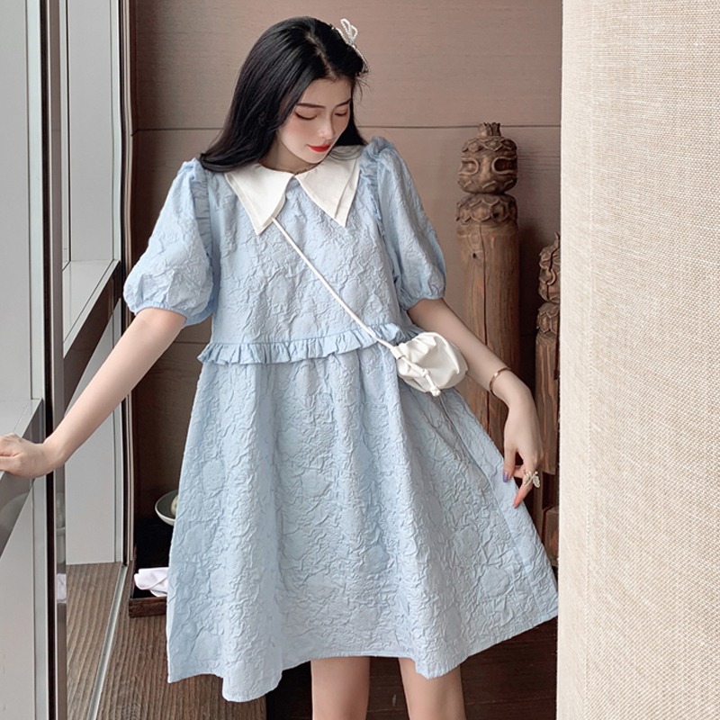 เดรสแขนสั้น มีไซส์ L-4XLอก 38-47 นิ้ว ใส่ได้ทั้งสาวหุ่นดีน่ารักจนถึงสาวอวบพลัสไซส์