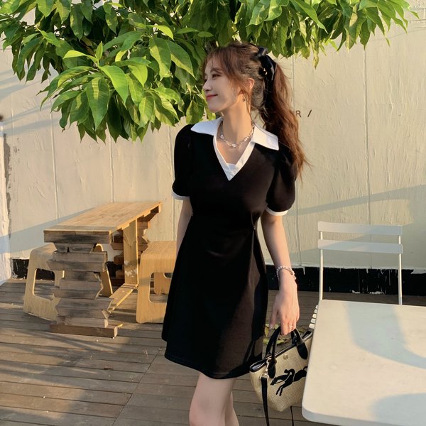 เดรสคนอ้วน เดรสสาวอวบ ชุดเดรสคนอ้วนวัยรุ่นแขนสั้น BY PLUS SIZE Girl