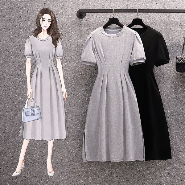 เดรสคนอ้วน เดรสสาวอวบ ชุดเดรสคนอ้วนวัยรุ่นแขนสั้น BY PLUS SIZE Girl