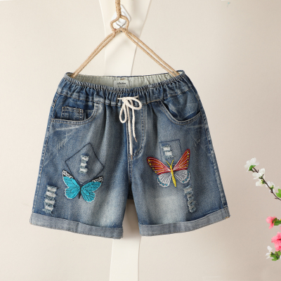 กางเกงยีนส์ ยีนส์สไตล์วินเทจ ปักลายด้าย