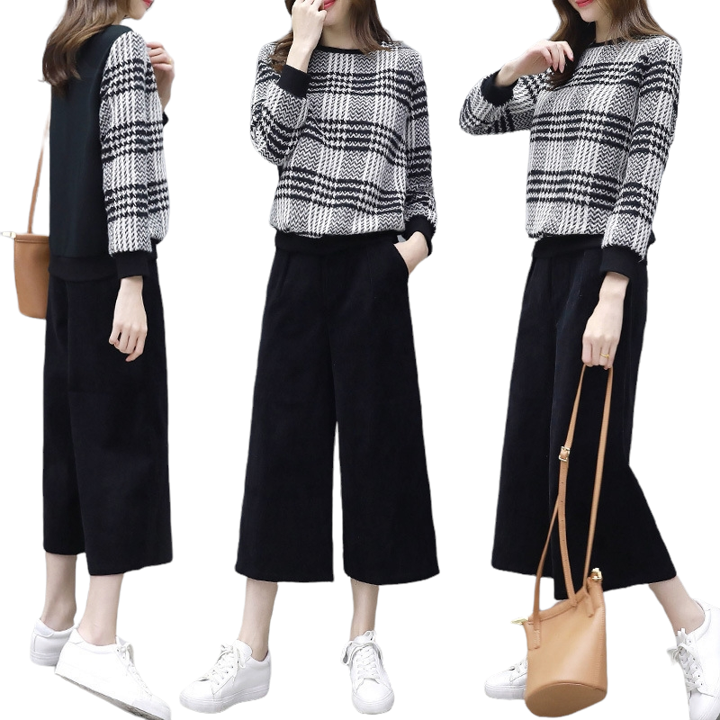 Set_bt1790 ชุดเซ็ท 2 ชิ้น(เสื้อ+กางเกง) เสื้อแขนยาวเอวจัมพ์ลายสก็อตโทนสีขาวดำ+กางเกงขายาวสีดำเอวยางยืดมีกระเป๋าข้าง ผ้าคอตตอนสแปนเด็กซ์เนื้อดีนุ่มใส่สบาย งานน่ารักเก๋ๆ ใส่สวย งานเซ็ทเข้าชุดสุดน่ารักเท่ๆ คูลๆ แมทช์ได้ลงตัว