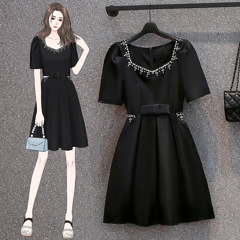 เดรสคนอ้วน เดรสสาวอวบ ชุดเดรสคนอ้วนวัยรุ่นแขนสั้น BY PLUS SIZE Girl
