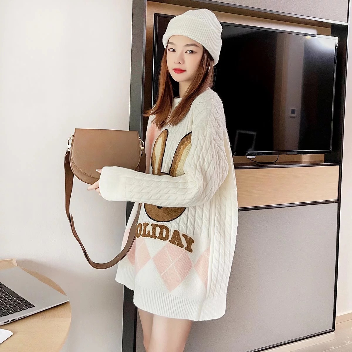 เสื้อไหมพรม เสื้อไหมพรมแขนยาว 38-44 นิ้ว ฟรีไซส์