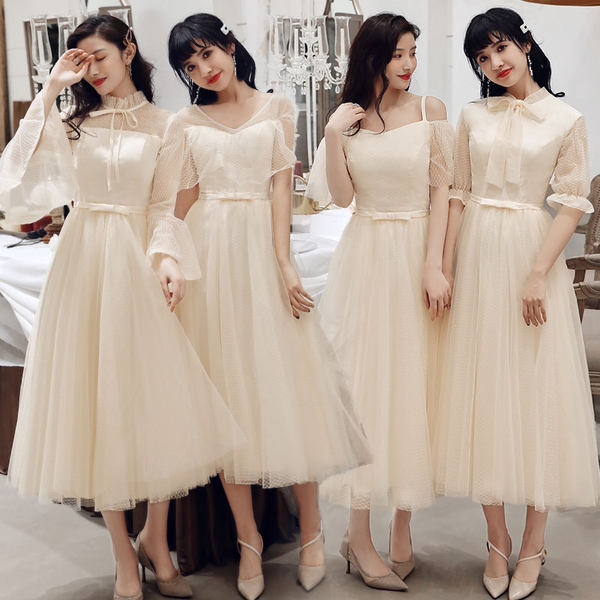 ชุดเพื่อนเจ้าสาวสีครีม ชุดเพื่อนเจ้าสาว ชุดไปงานแต่งงาน