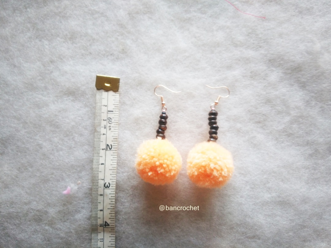 Bancrochet ต่างหูถักโครเชต์ crochet earrings สีส้ม 3 นิ้ว