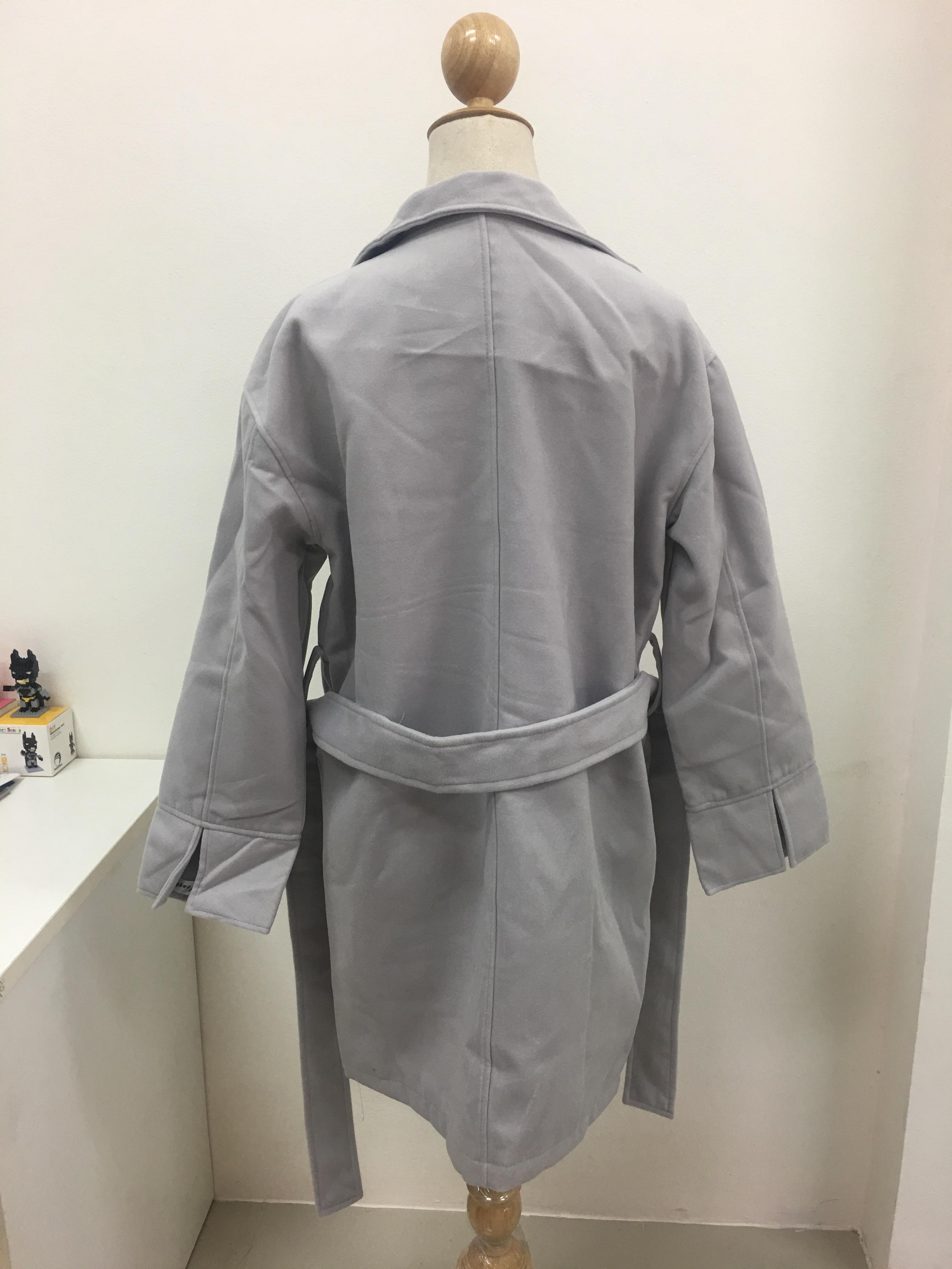 OverCoat เสื้อโค้ทกันหนาว ทรงโคล่งสีชมพูหม่น ผ้าวูลผสมเนื้อดี บุซับในกันลม พร้อมส่ง same pic