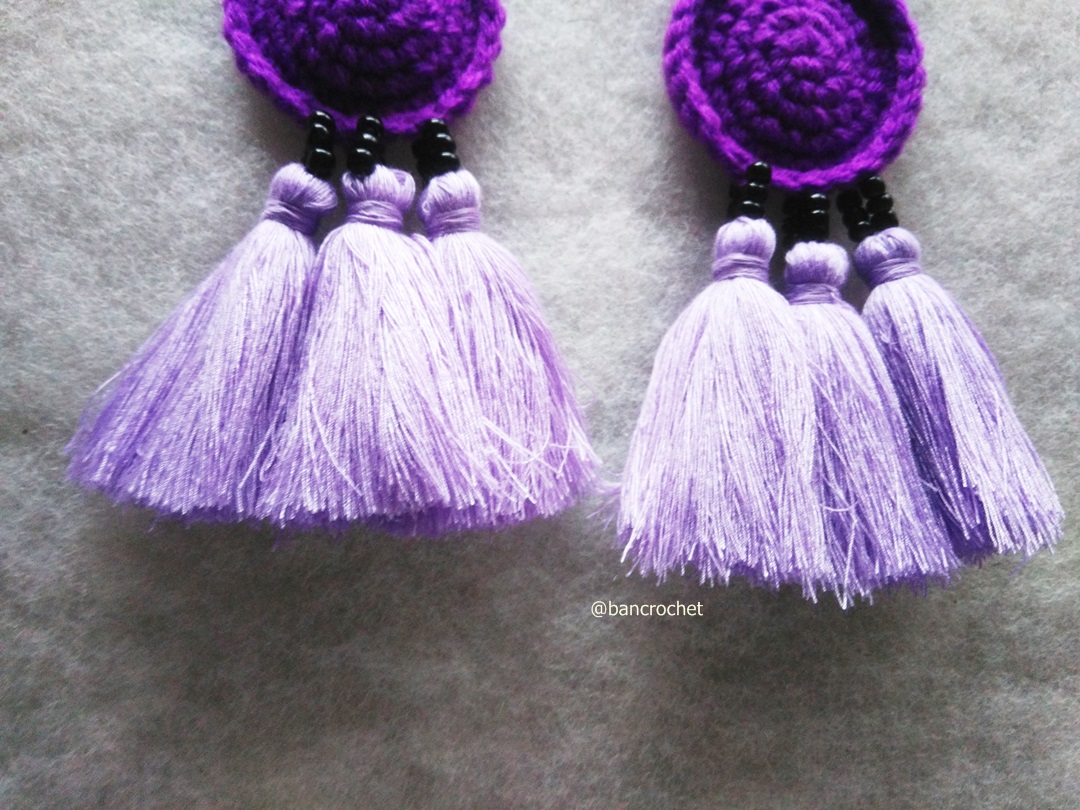 ต่างหูถักโครเชต์ crochet earrings หลากสี 5 นิ้ว