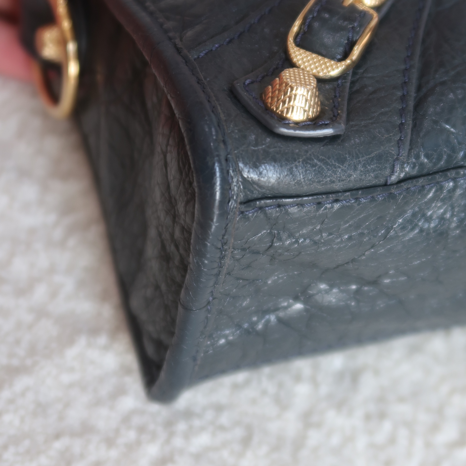 Balenciaga Grey Lambskin Mini City Giant G12 GHW