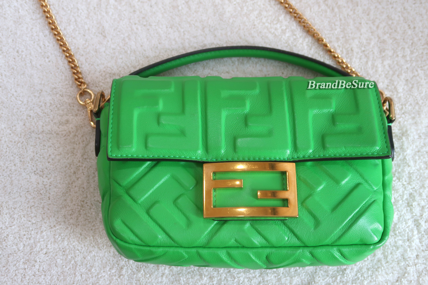 Fendi Green Nappa FF Mini Baguette