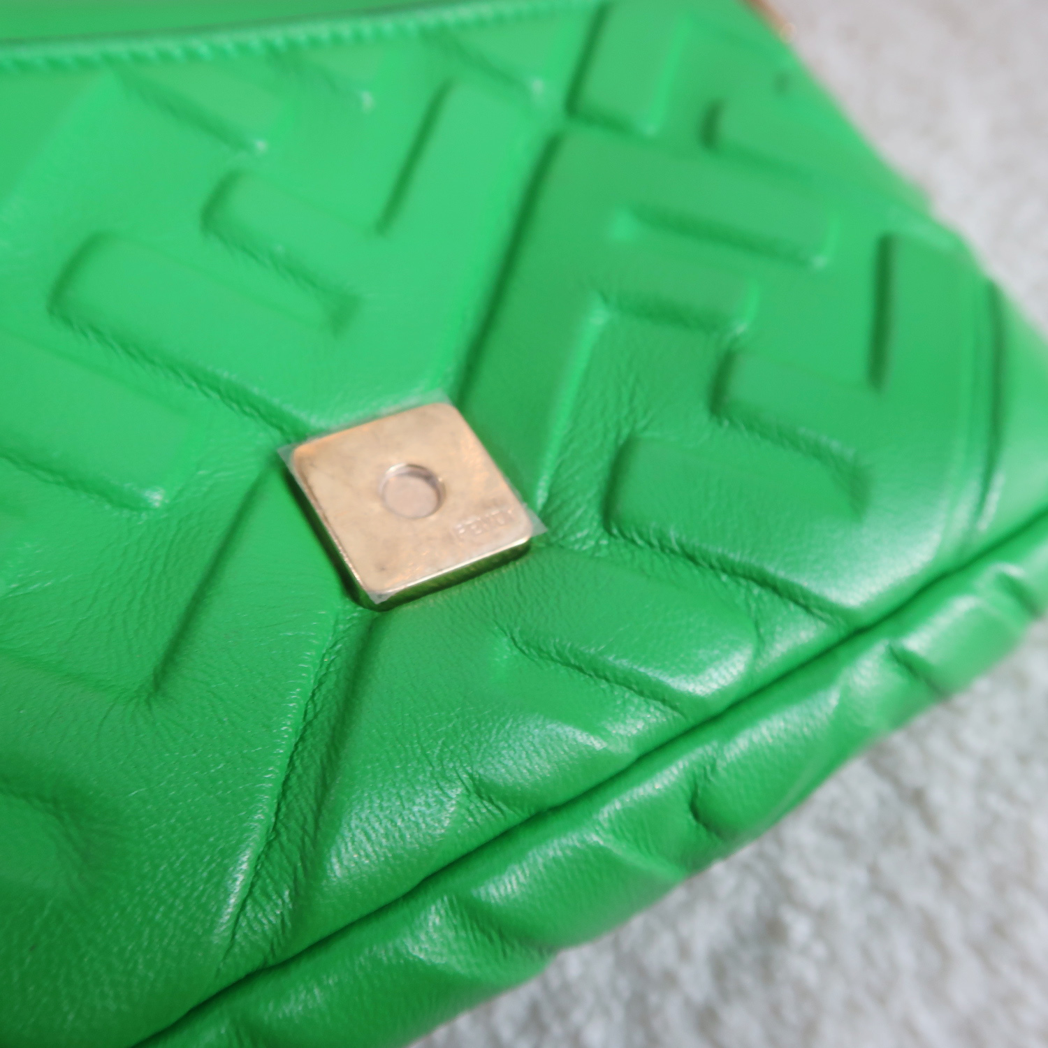 Fendi Green Nappa FF Mini Baguette