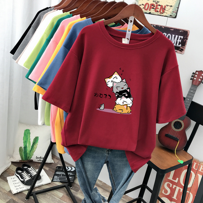 เสื้อยืดคอตตอน สกรีนลายน่ารัก มีหลากหลายสี ส่งฟรีทั่วไทย BY JIMIAO