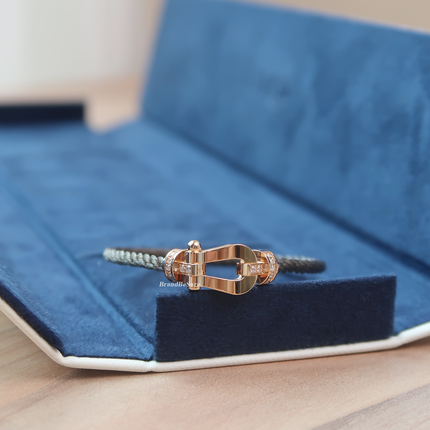 Fred Force 10 Pink Gold/Diamond Buckle Cable Bracelet